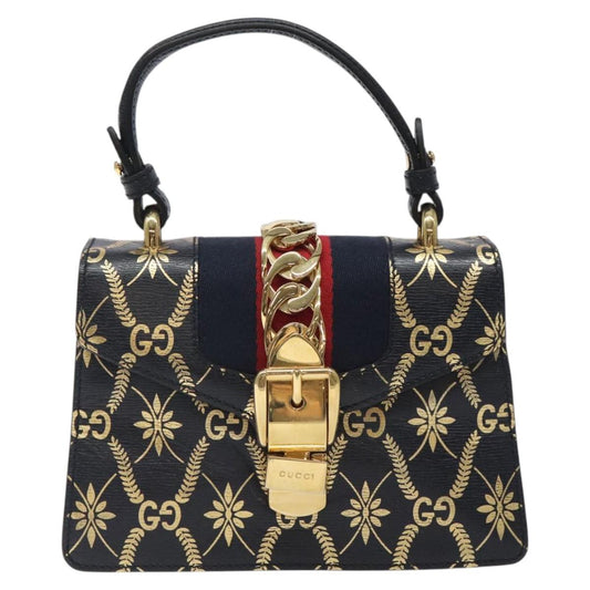 Gucci Sylvie Navy Leather Handbag