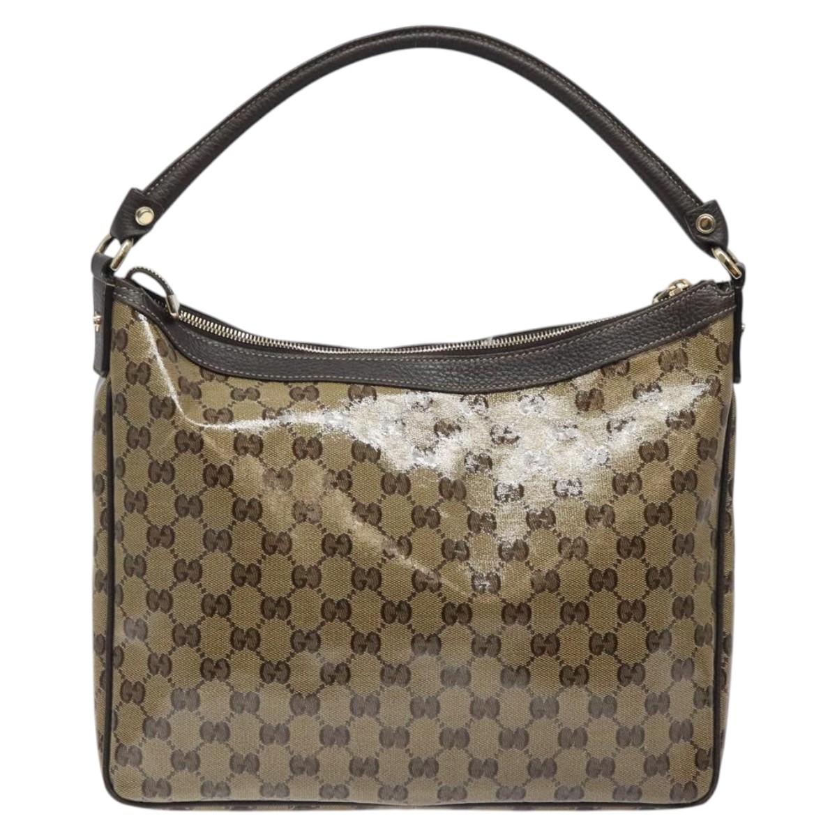 Gucci Gg Crystal Brown Canvas Shoulder Bag