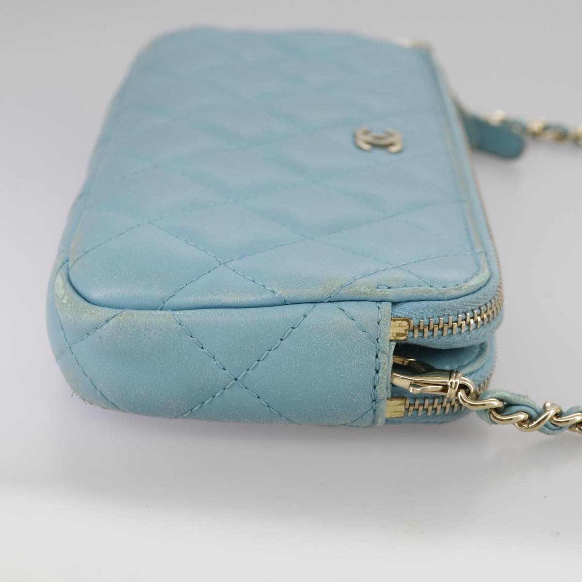 Chanel Wallet On Chain Blue Leather Clutch Bag