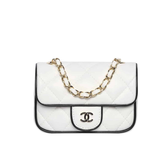 CHANEL CLUTCH WITH CHAIN WHITE AND BLACK 18CM AP4512 B19460 NAFJQ