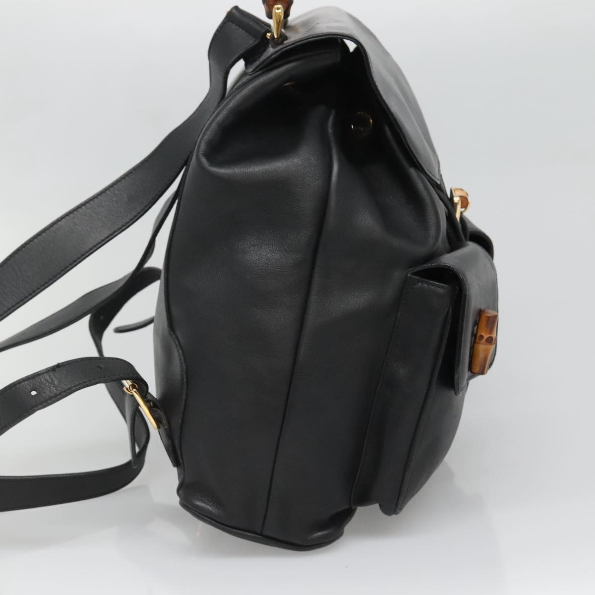 Gucci Bamboo Black Leather Backpack Bag