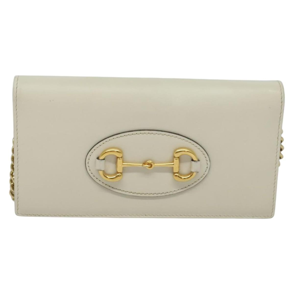 Gucci Horsebit White Leather Clutch Bag