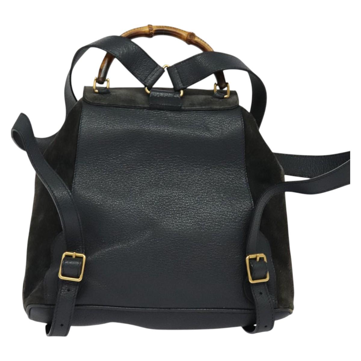 Gucci Bamboo Black Suede Backpack Bag
