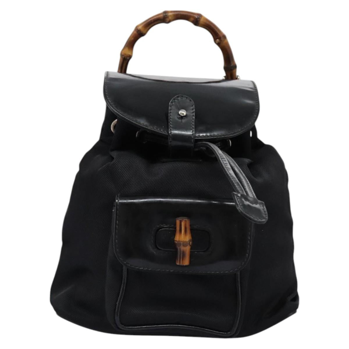 Gucci Bamboo Black Synthetic Backpack Bag