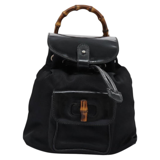 Gucci Bamboo Black Synthetic Backpack Bag