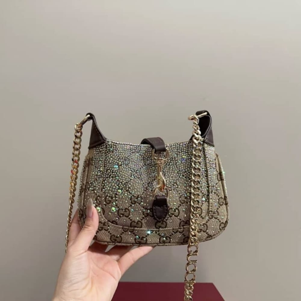 GUCCI JACKIE NOTTE MINI BAG BEIGE AND DARK BROWN 19CM 782889 FAD1Z 2541