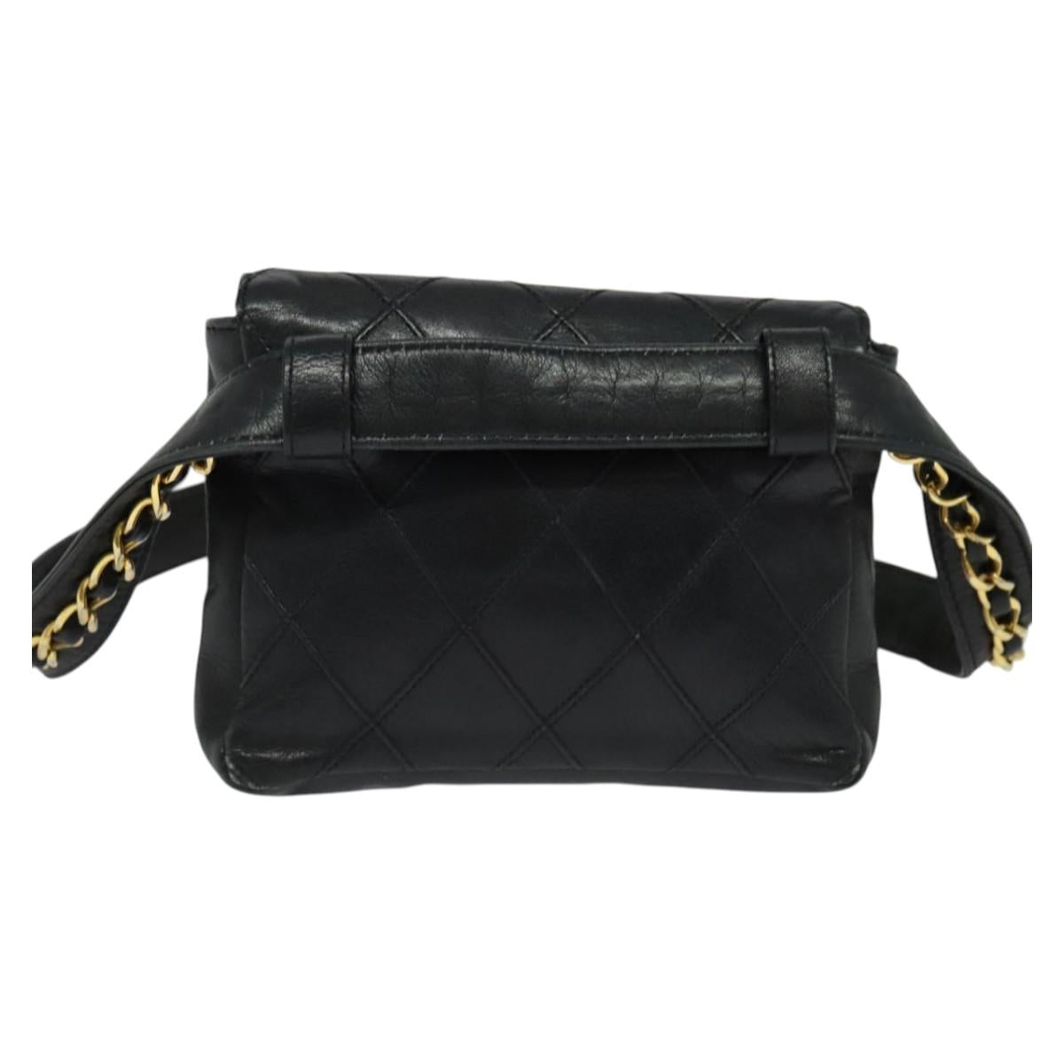 Chanel Logo Cc Black Leather Clutch Bag