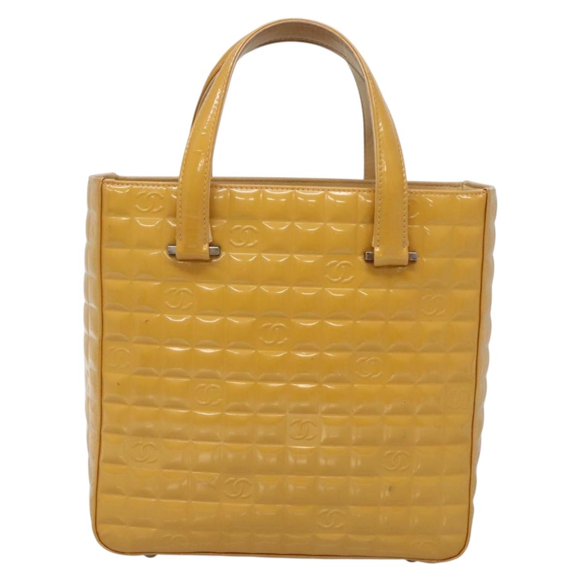 Chanel Chocolate Bar Yellow Patent Leather Tote Bag