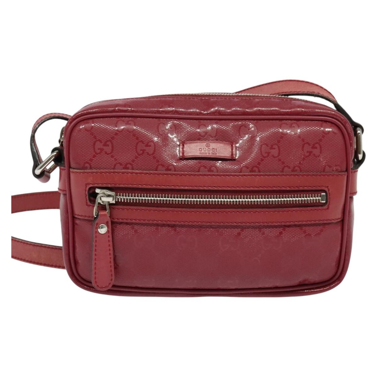 Gucci Gg Canvas Red Calfskin Shoulder Bag