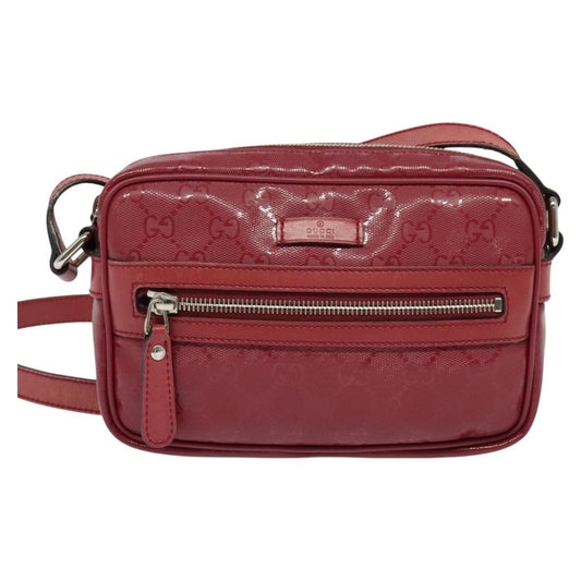 Gucci Gg Canvas Red Calfskin Shoulder Bag