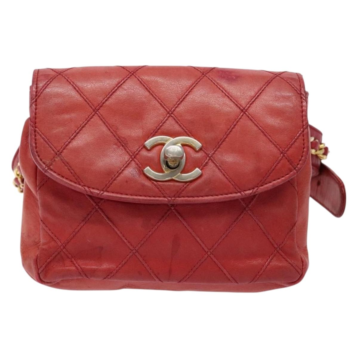 Chanel Bag Belt Red Leather Clutch Bag