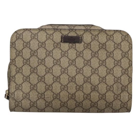 Gucci Gg Supreme Beige Canvas Clutch Bag