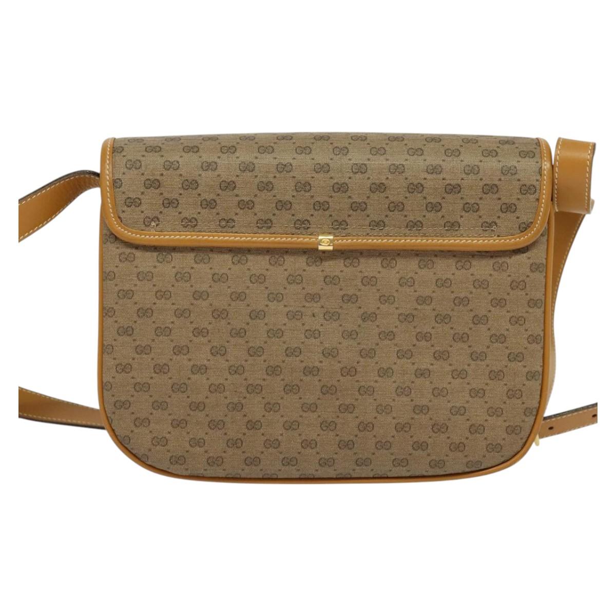 Gucci Micro Small Gg Canvas Brown Canvas Shoulder Bag