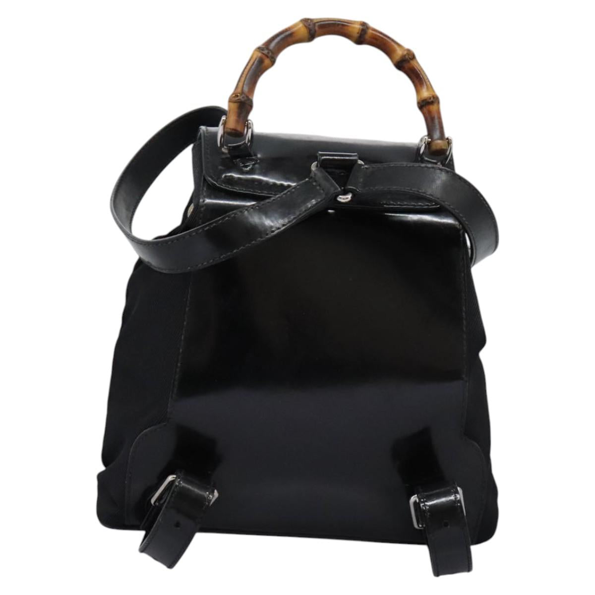 Gucci Bamboo Black Synthetic Backpack Bag
