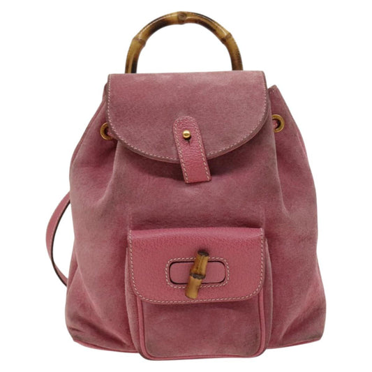 Gucci Bamboo Pink Suede Backpack Bag
