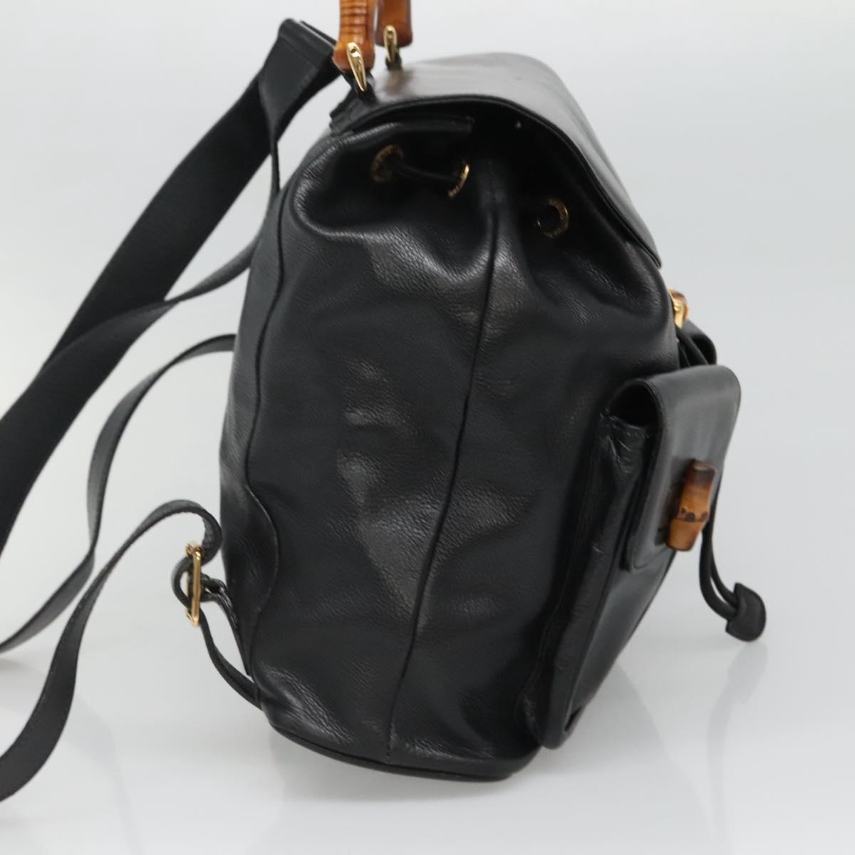 Gucci Bamboo Black Leather Backpack Bag