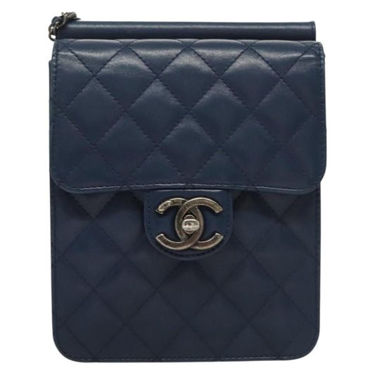 Chanel Cc Blue Leather Clutch Bag