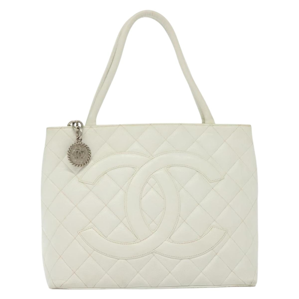 Chanel Medaillon White Leather Tote Bag
