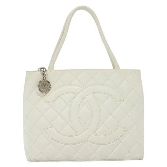 Chanel Medaillon White Leather Tote Bag