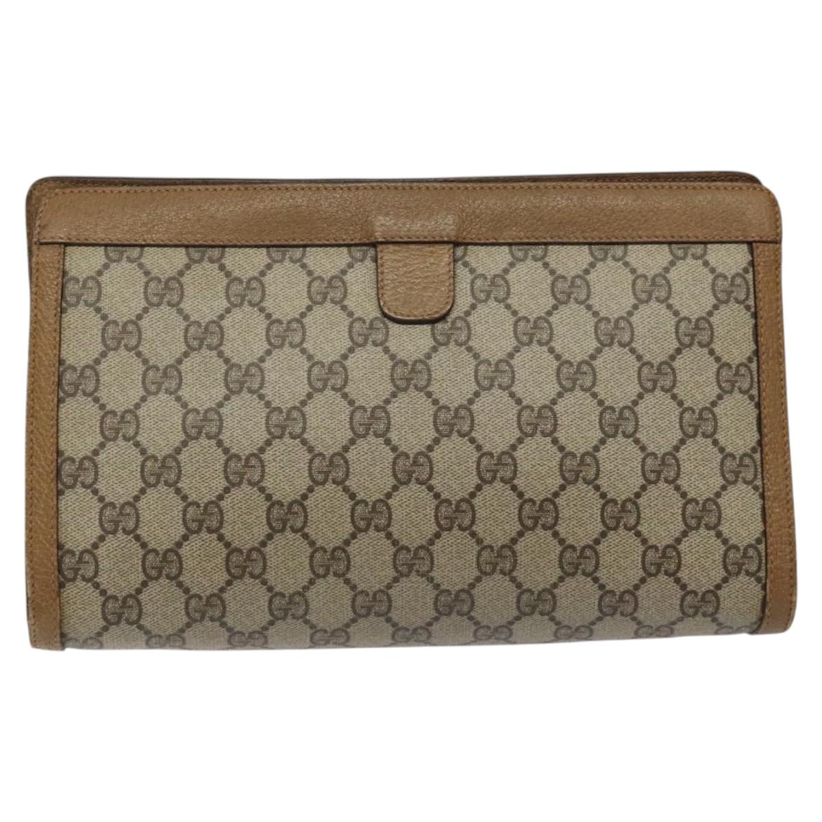 Gucci Ophidia Beige Canvas Clutch Bag