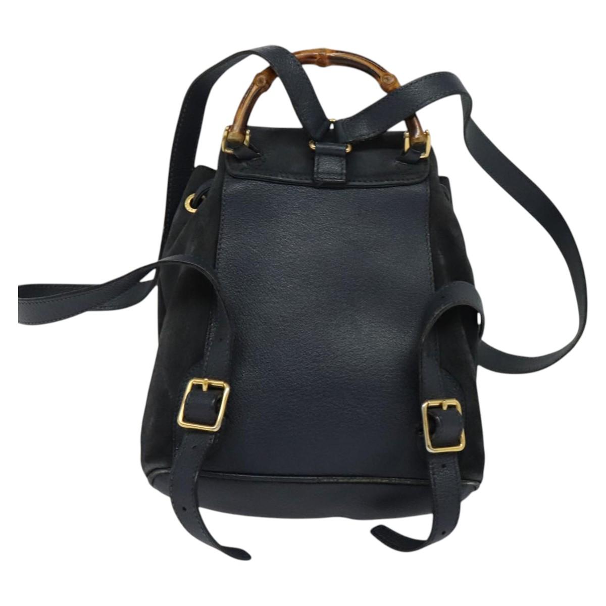 Gucci Bamboo Navy Suede Backpack Bag