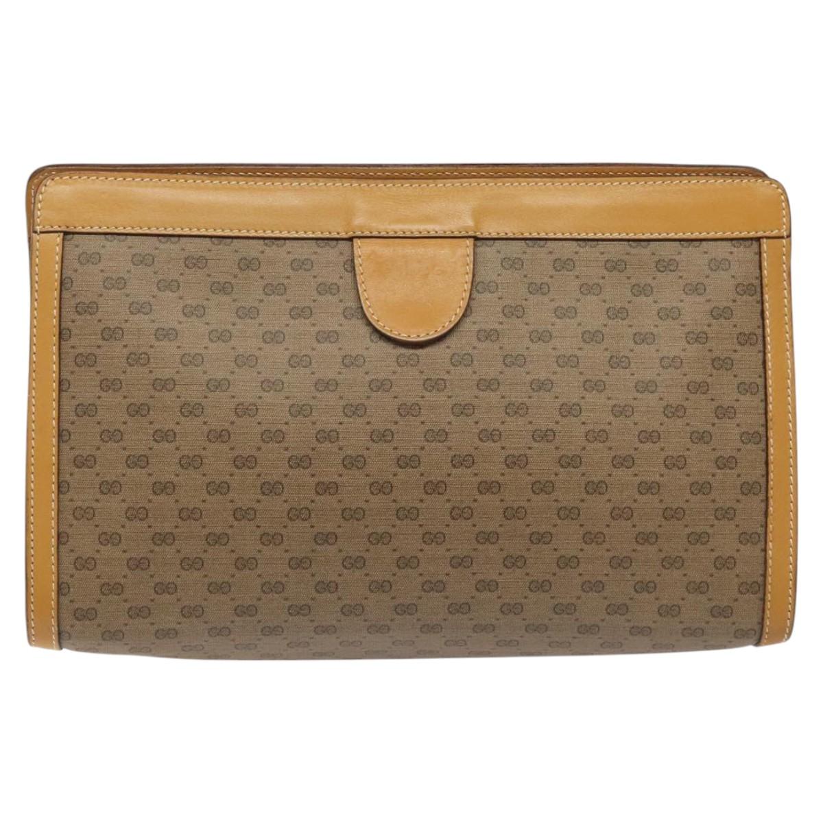 Gucci Micro Small Gg Canvas Beige Canvas Clutch Bag