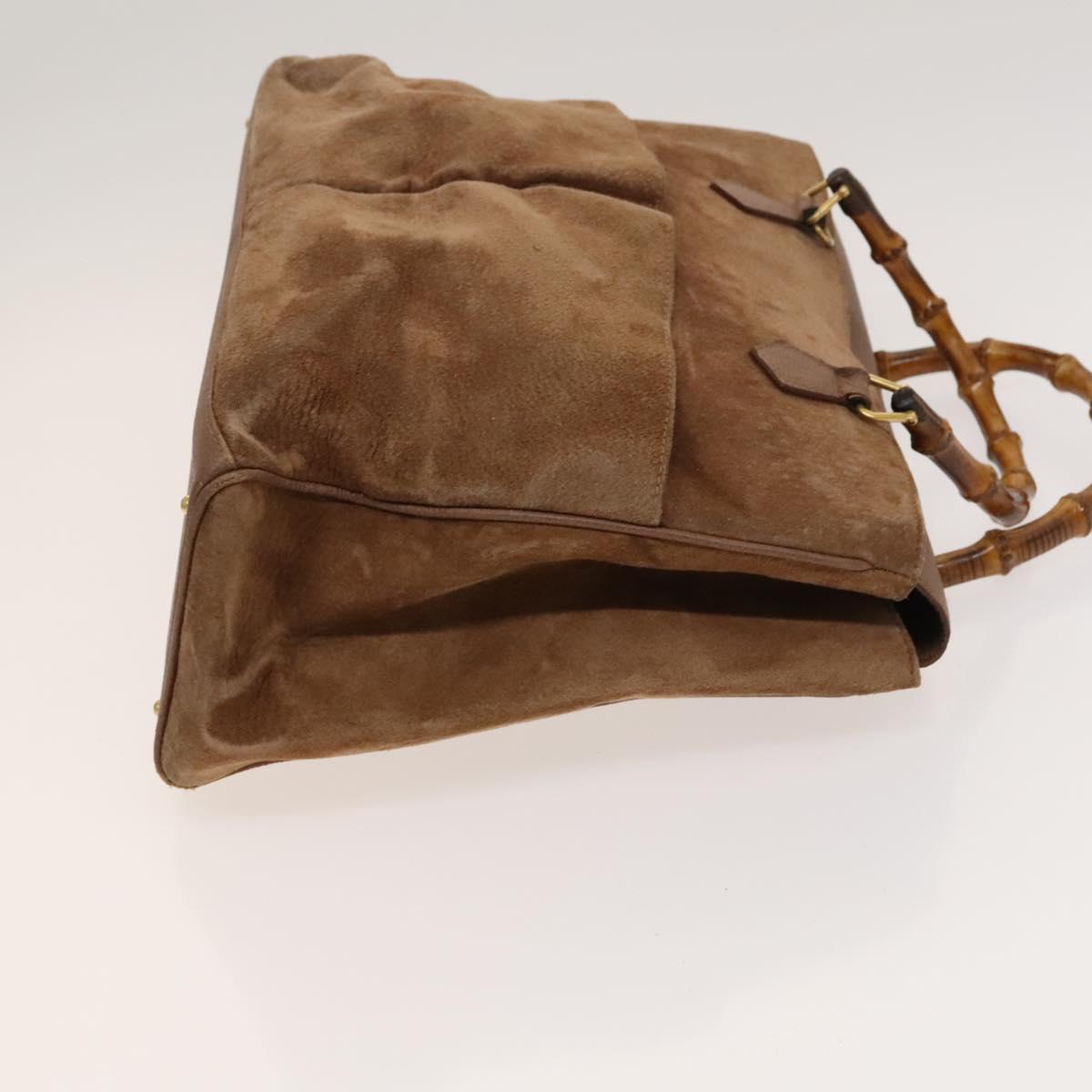 Gucci Bamboo Brown Suede Tote Bag