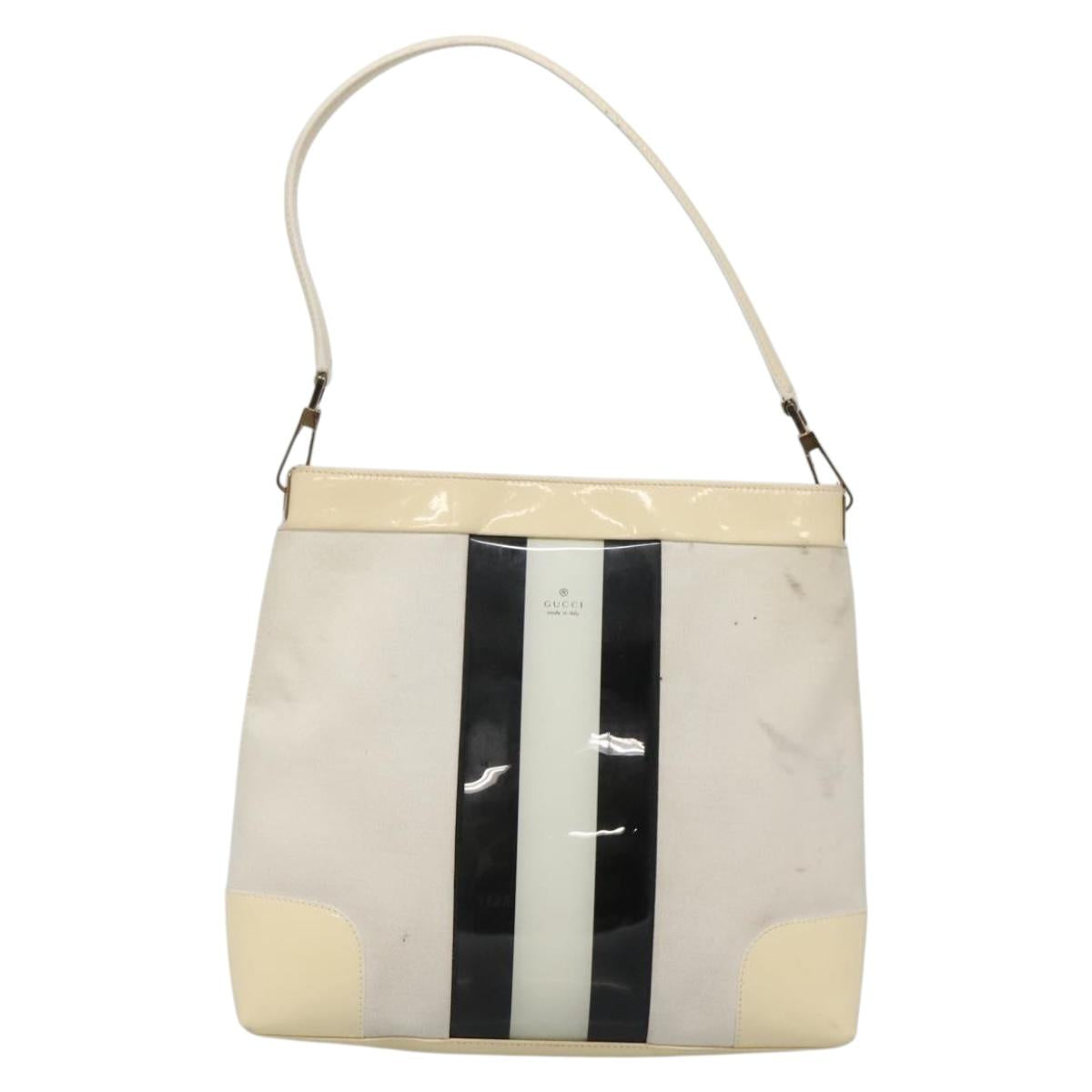 Gucci Sherry White Canvas Shoulder Bag
