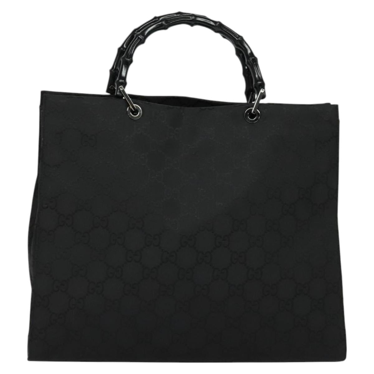 Gucci Bamboo Black Canvas Tote Bag