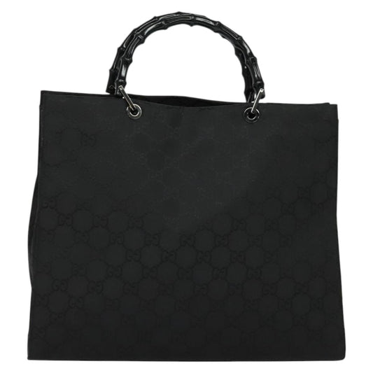 Gucci Bamboo Black Canvas Tote Bag