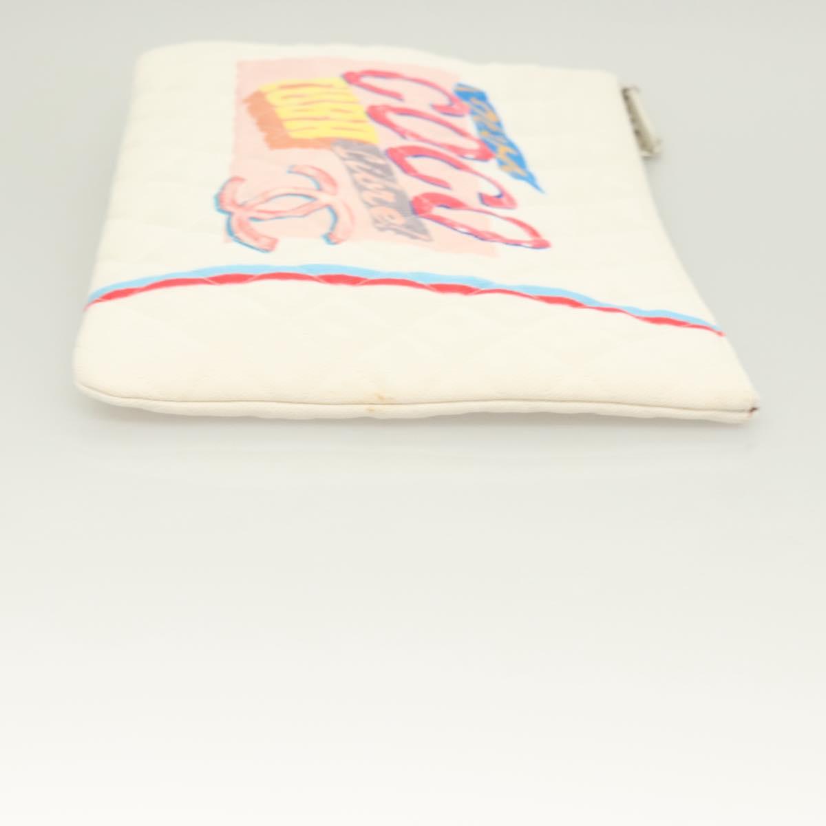 Chanel Coco Cuba White Canvas Clutch Bag