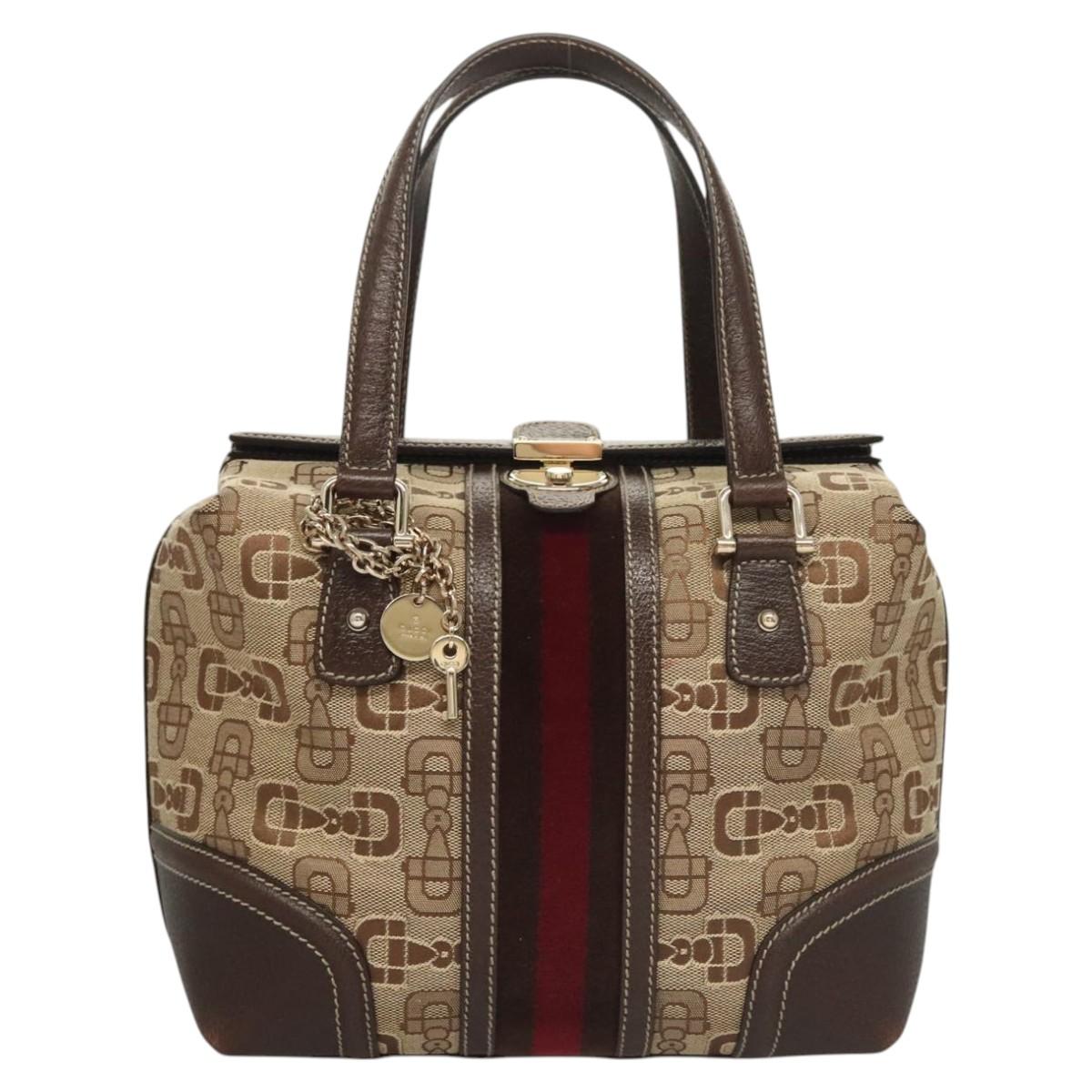 Gucci Sherry Brown Canvas Handbag