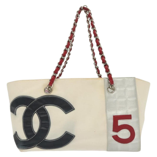 Chanel Numero 5 White Canvas Tote Bag