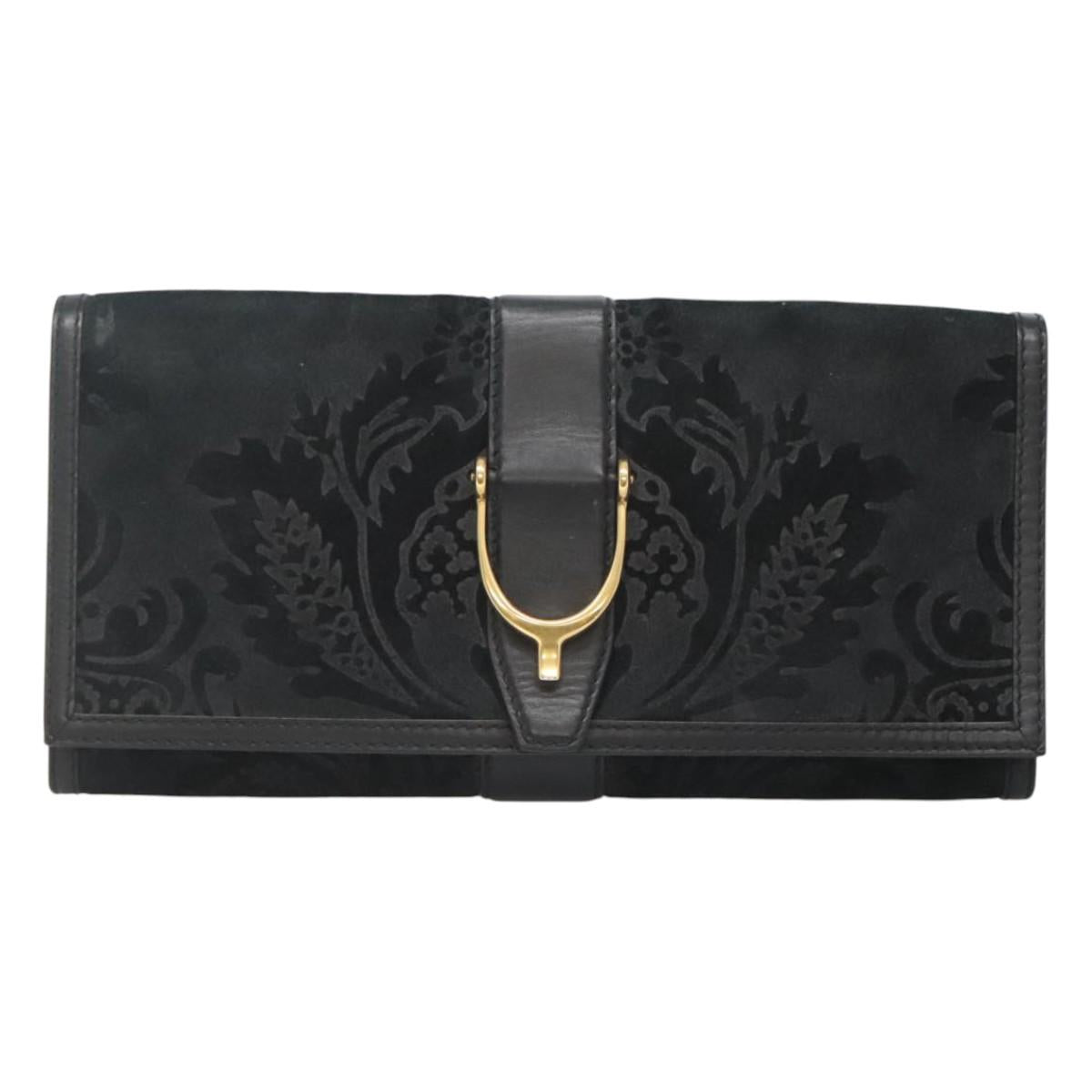 Gucci Stirrup Black Suede Clutch Bag