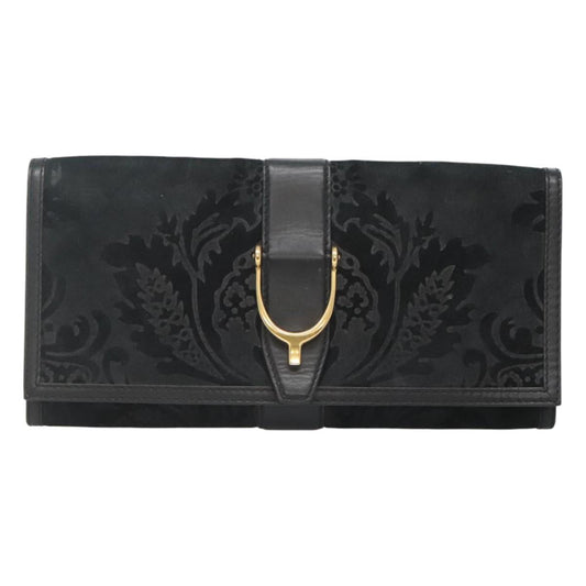 Gucci Stirrup Black Suede Clutch Bag