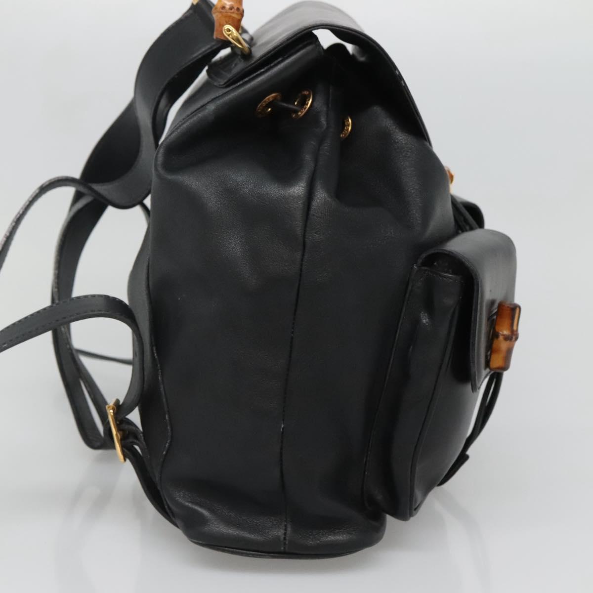 Gucci Bamboo Black Leather Backpack Bag