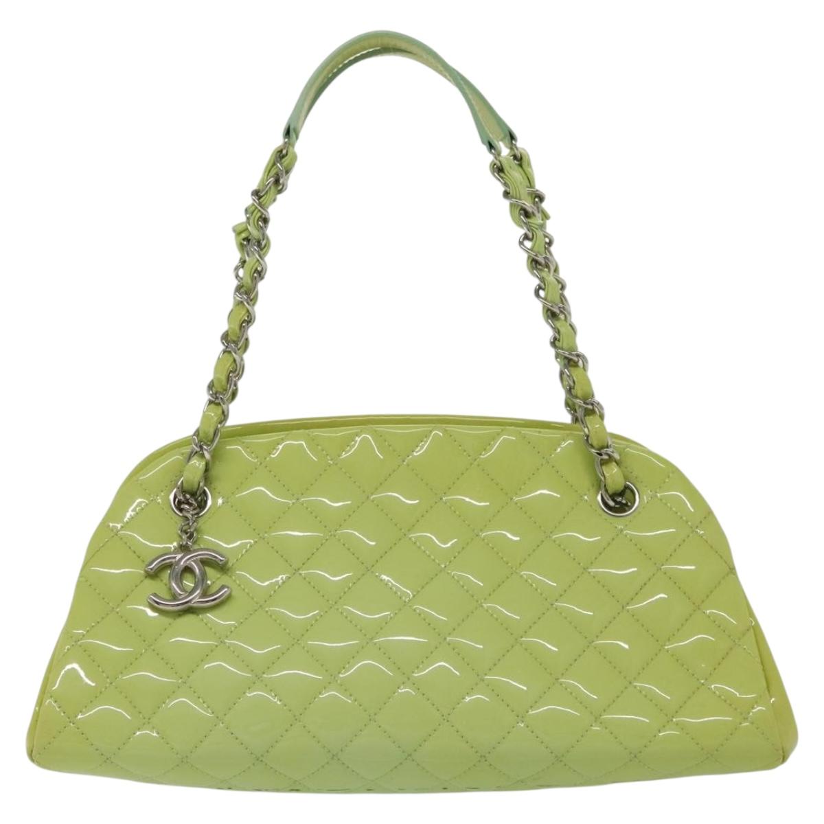 Chanel Mademoiselle Green Patent Leather Tote Bag