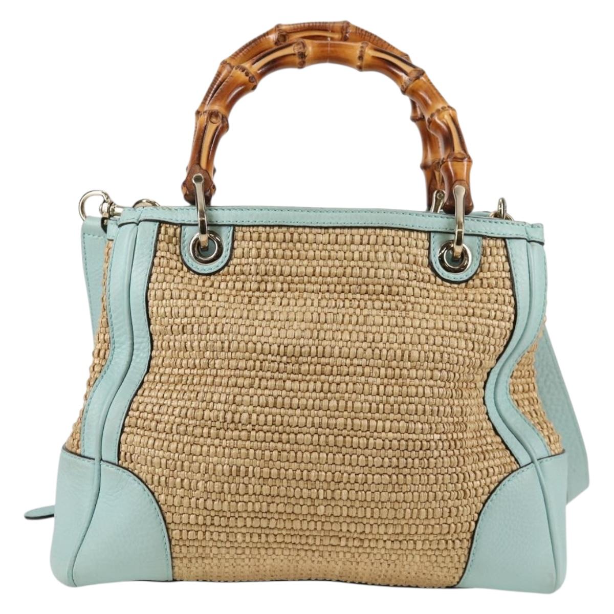 Gucci Bamboo Beige Leather Tote Bag