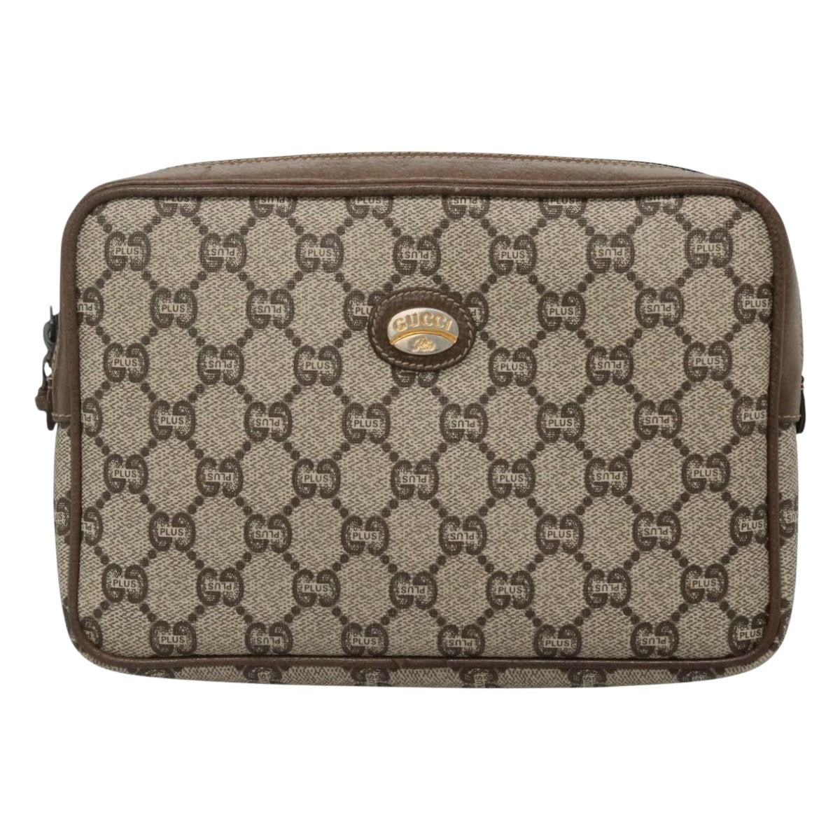 Gucci Gg Supreme Beige Canvas Clutch Bag