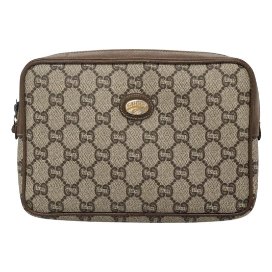 Gucci Gg Supreme Beige Canvas Clutch Bag