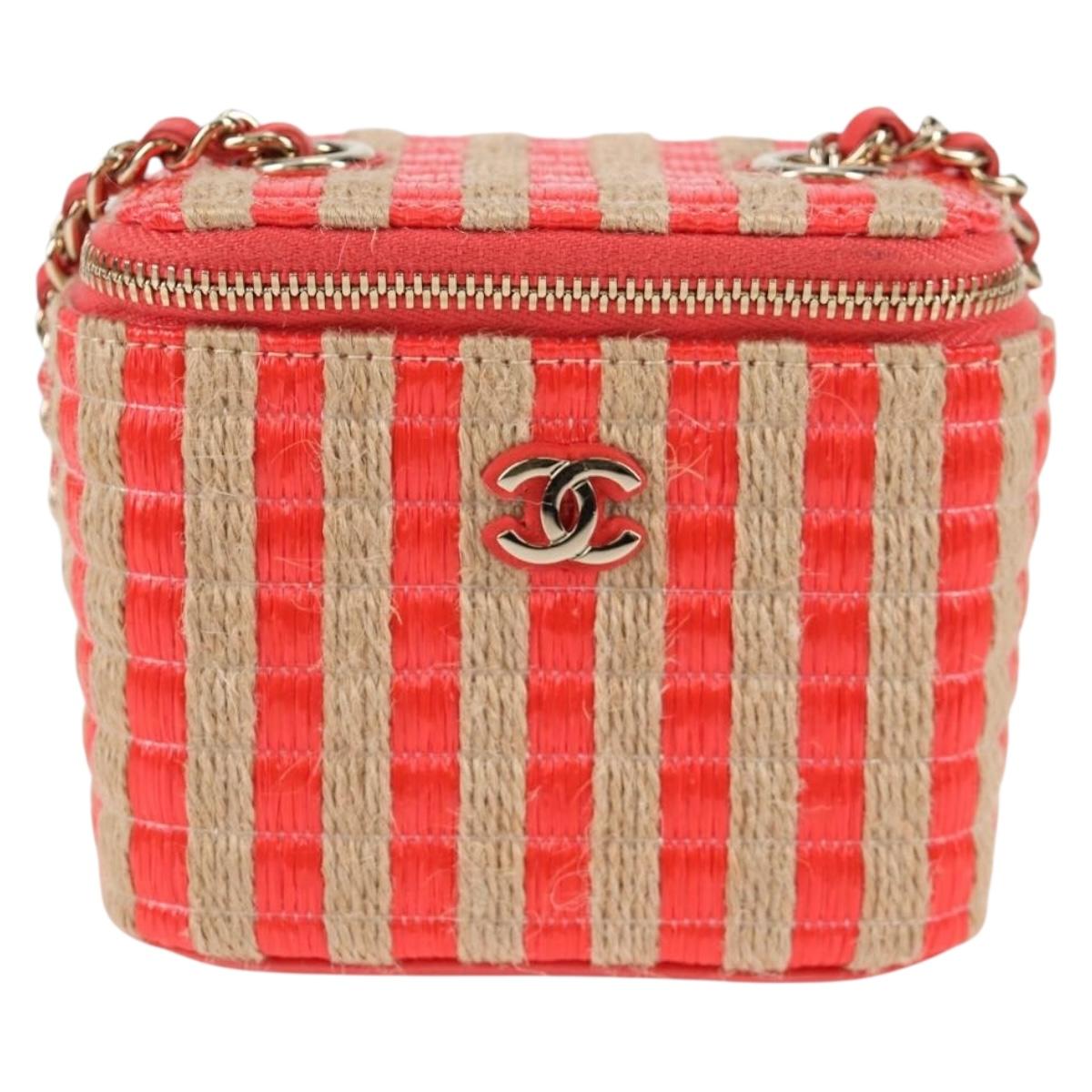 Chanel Vanity Red Canvas Clutch Bag