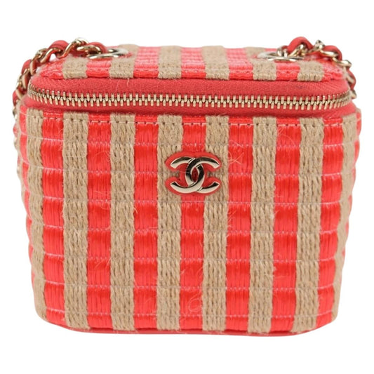Chanel Vanity Red Canvas Clutch Bag