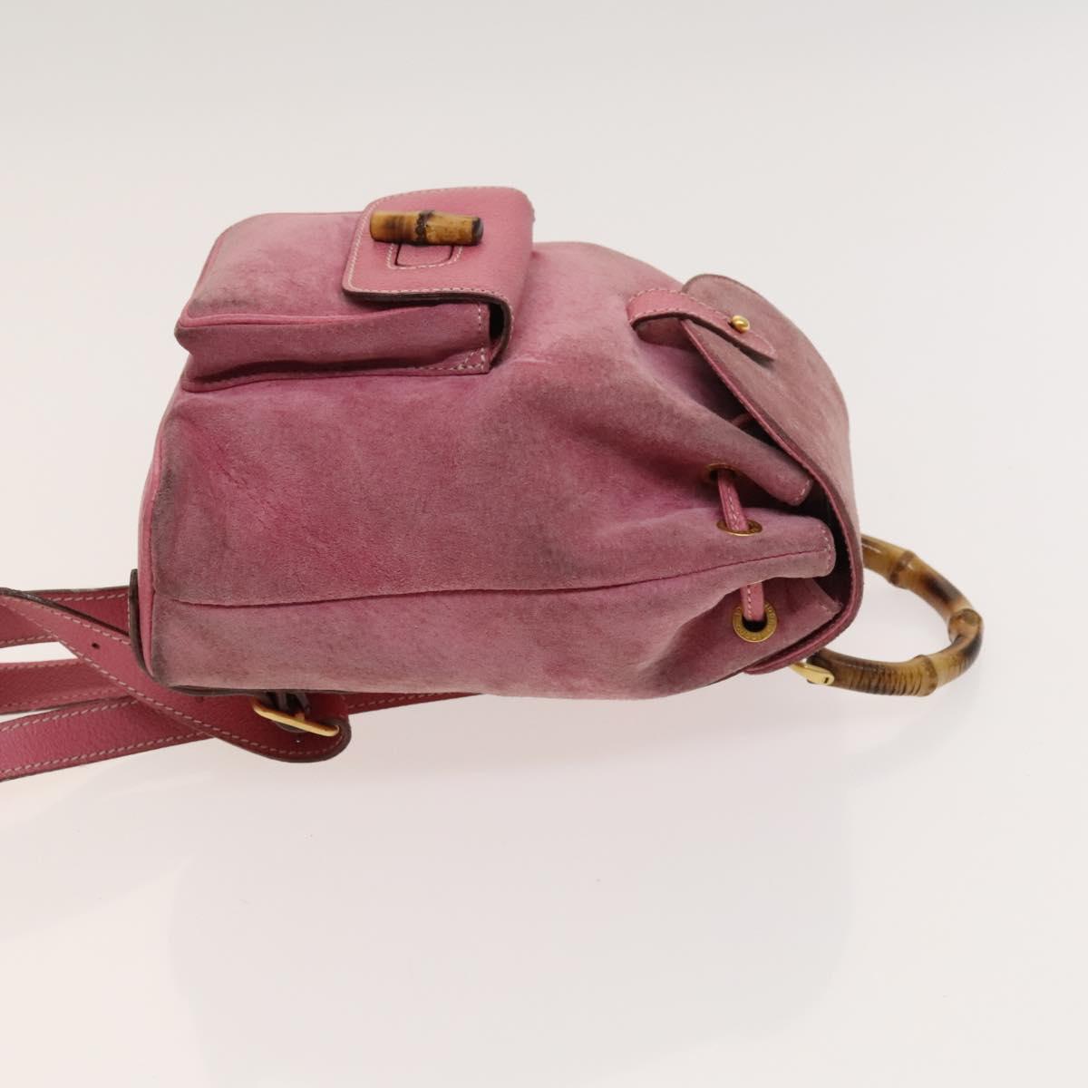 Gucci Bamboo Pink Suede Backpack Bag