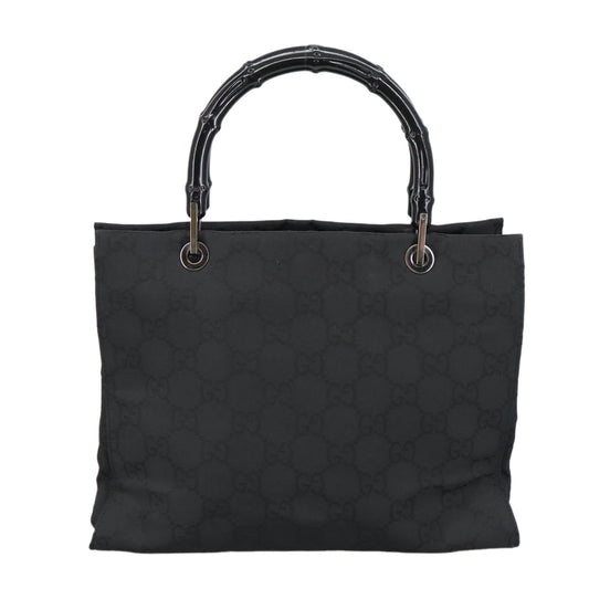 Gucci Bamboo Black Canvas Tote Bag