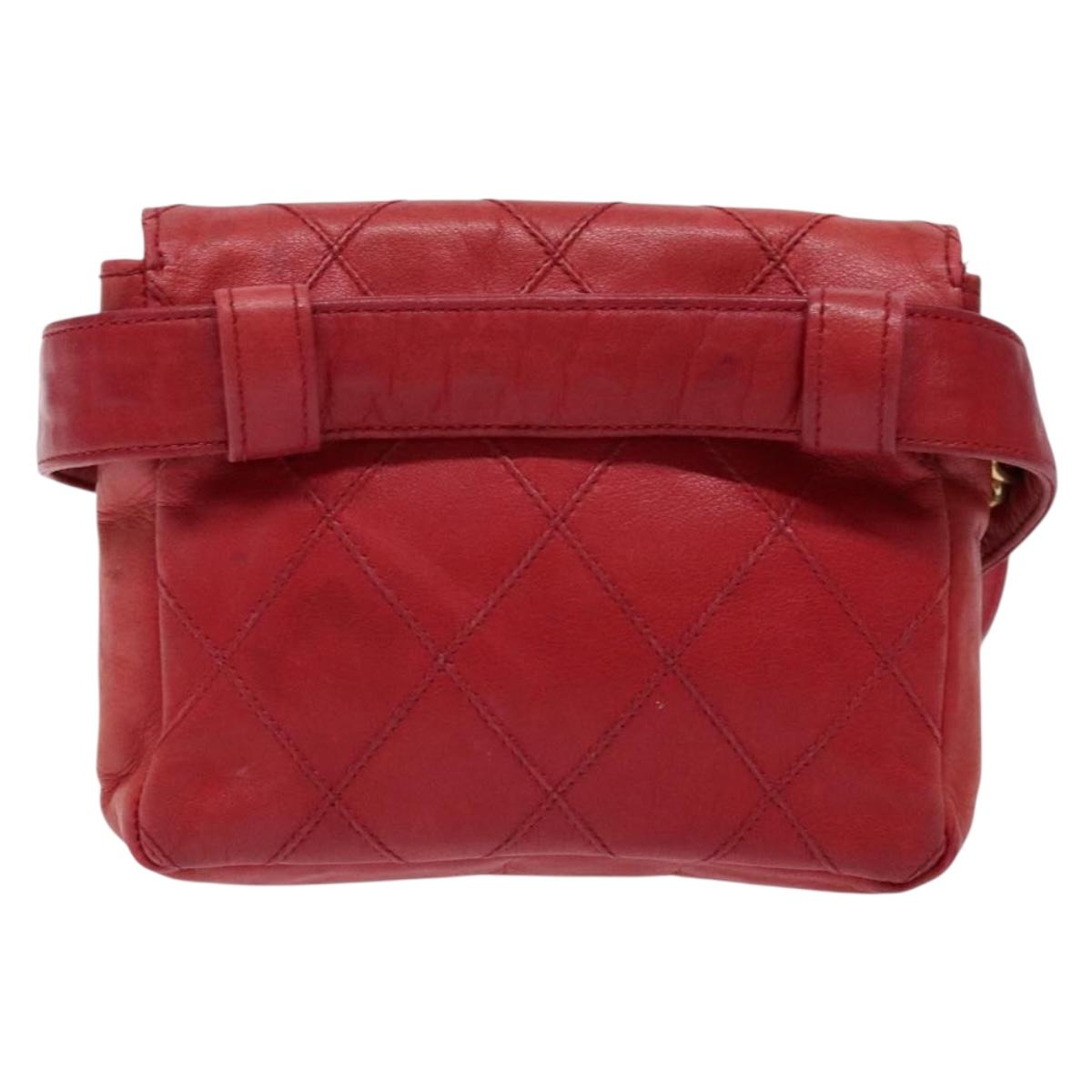 Chanel Bag Belt Red Leather Clutch Bag