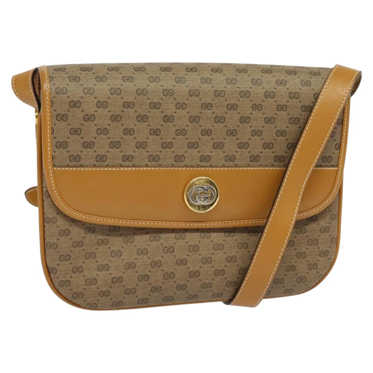 Gucci Micro Small Gg Canvas Brown Canvas Shoulder Bag