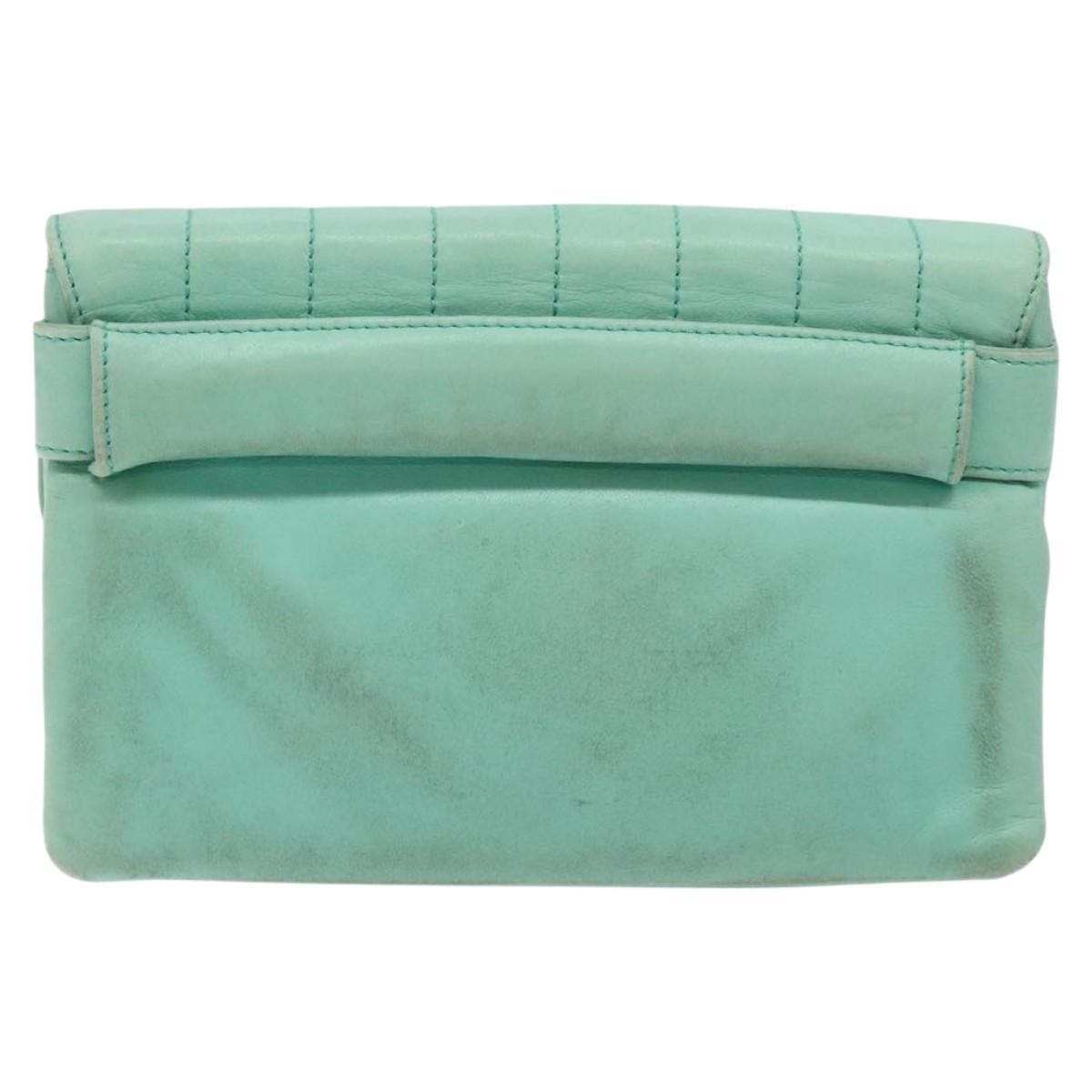 Chanel Green Leather Clutch Bag