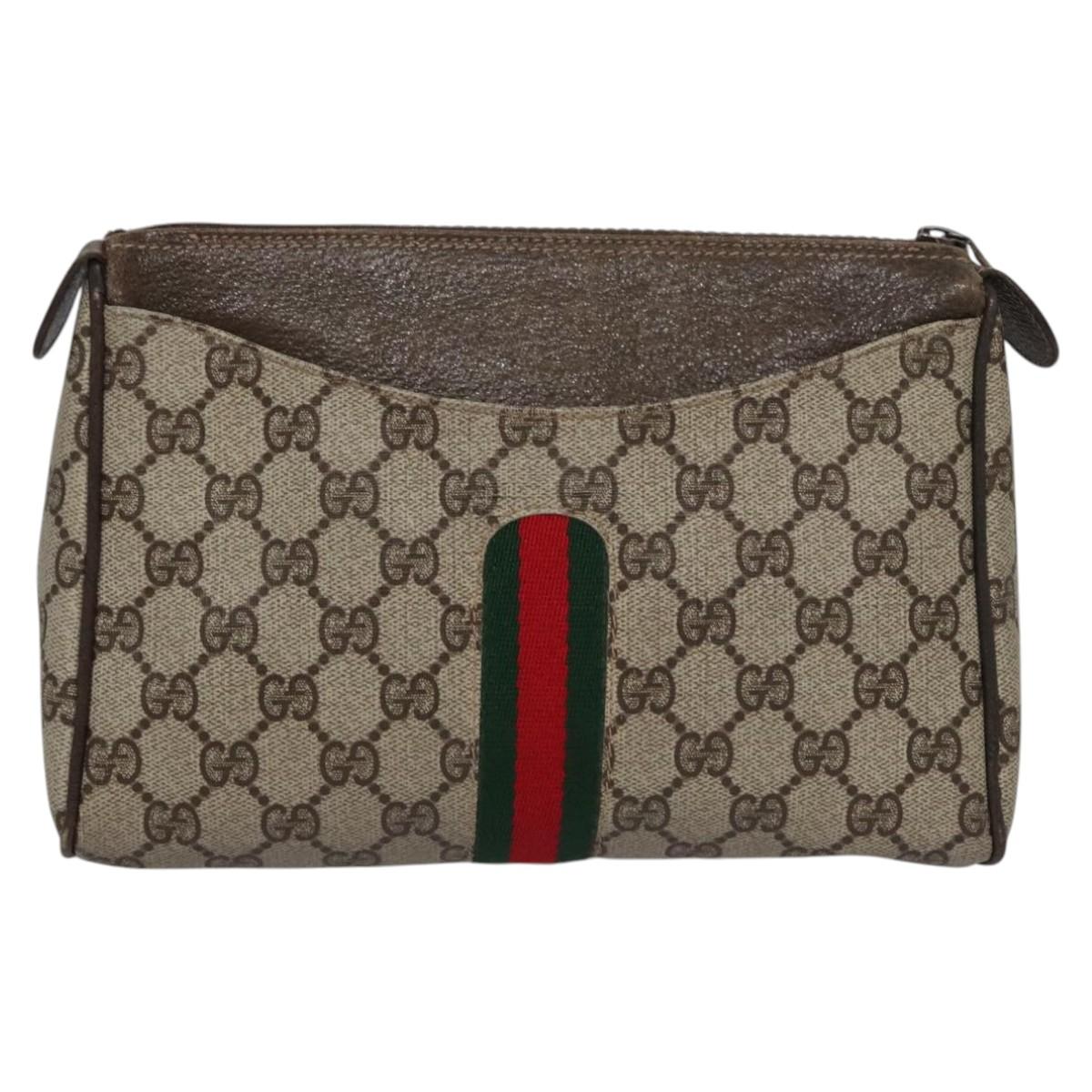 Gucci Ophidia Beige Canvas Clutch Bag