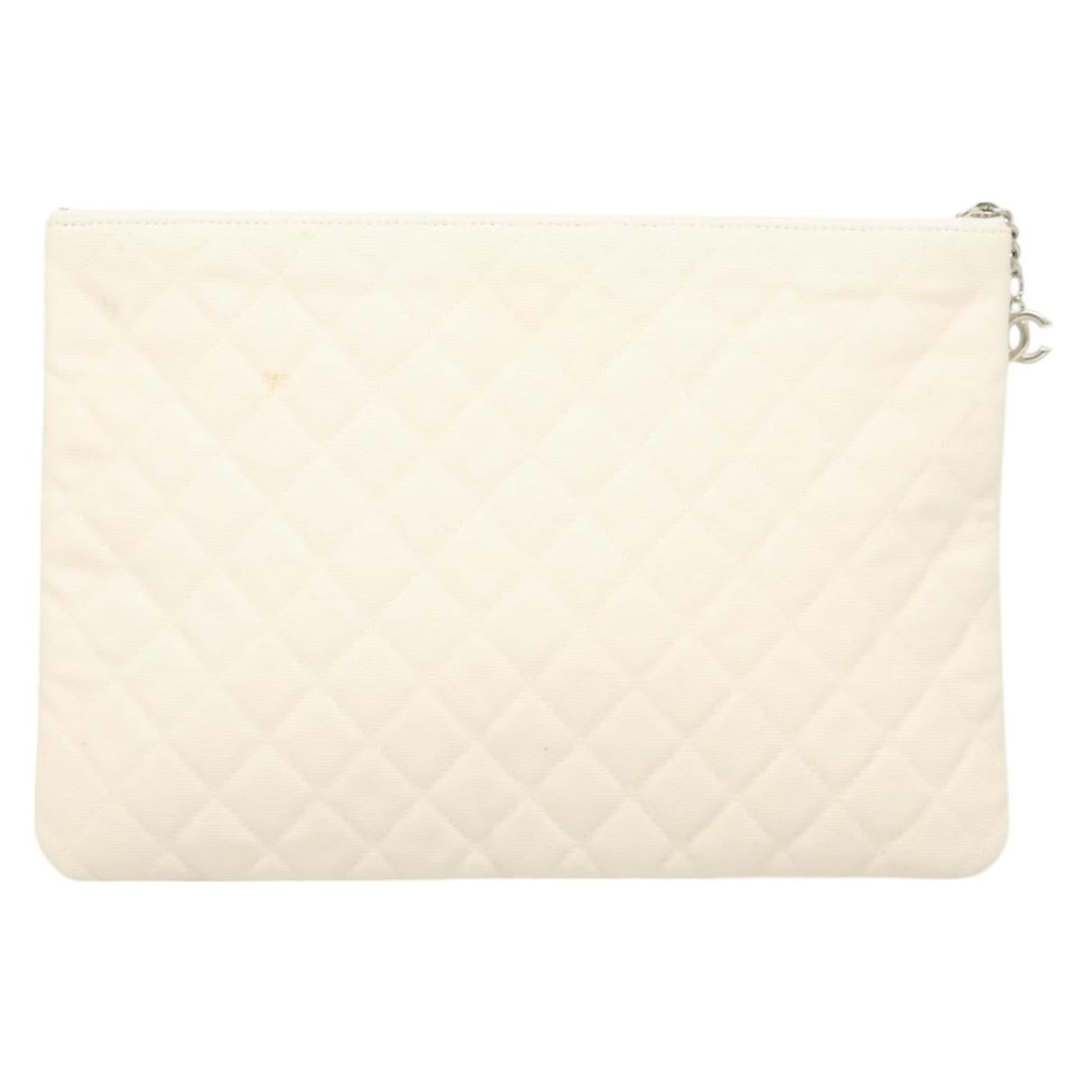 Chanel Coco Cuba White Canvas Clutch Bag