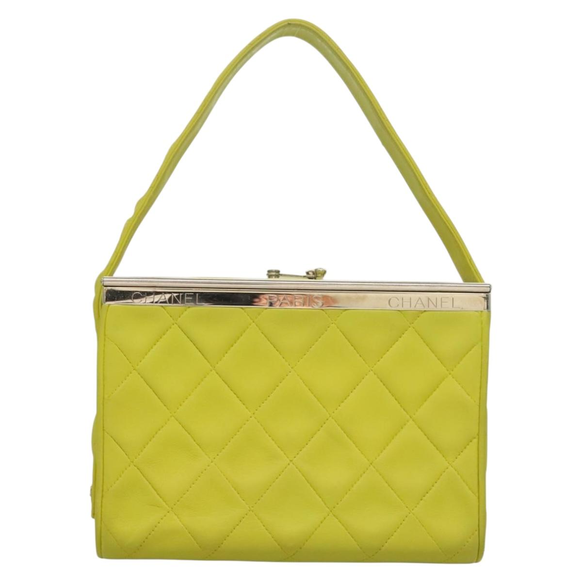 Chanel Vanity Yellow Leather Clutch Bag